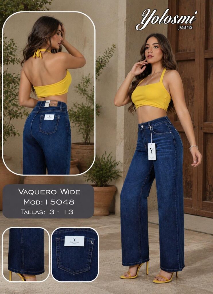 YOLOSMY JEANS PANTALON DAMA VAQUERO WIDE MODELO 15048